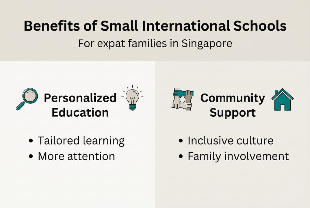 Infographic showing key benefits of small schools