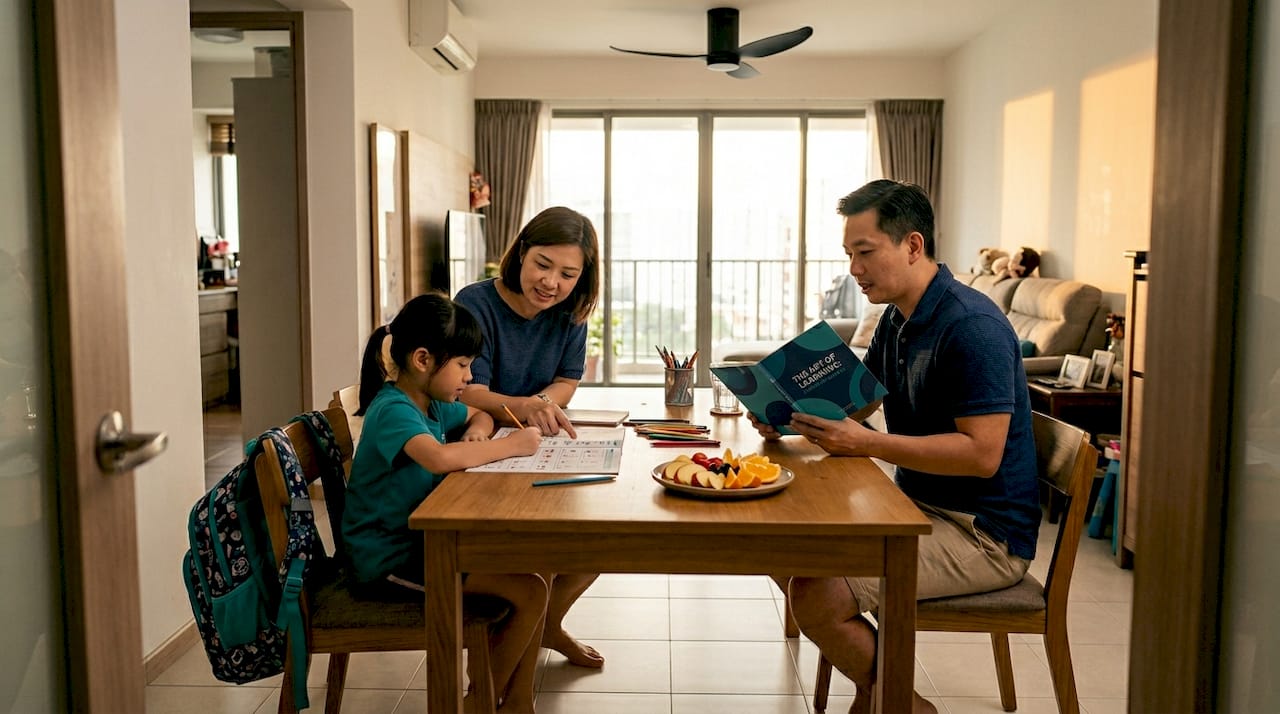 Singapore family supporting child’s learning at home