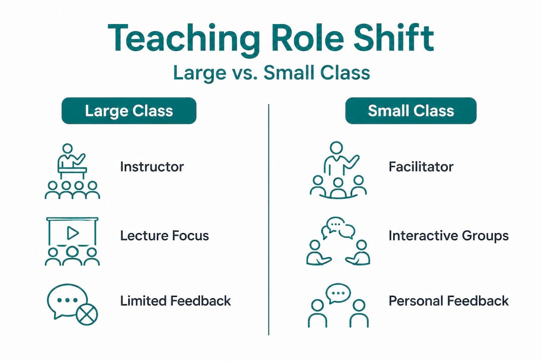 Infographic compares large and small class teaching roles