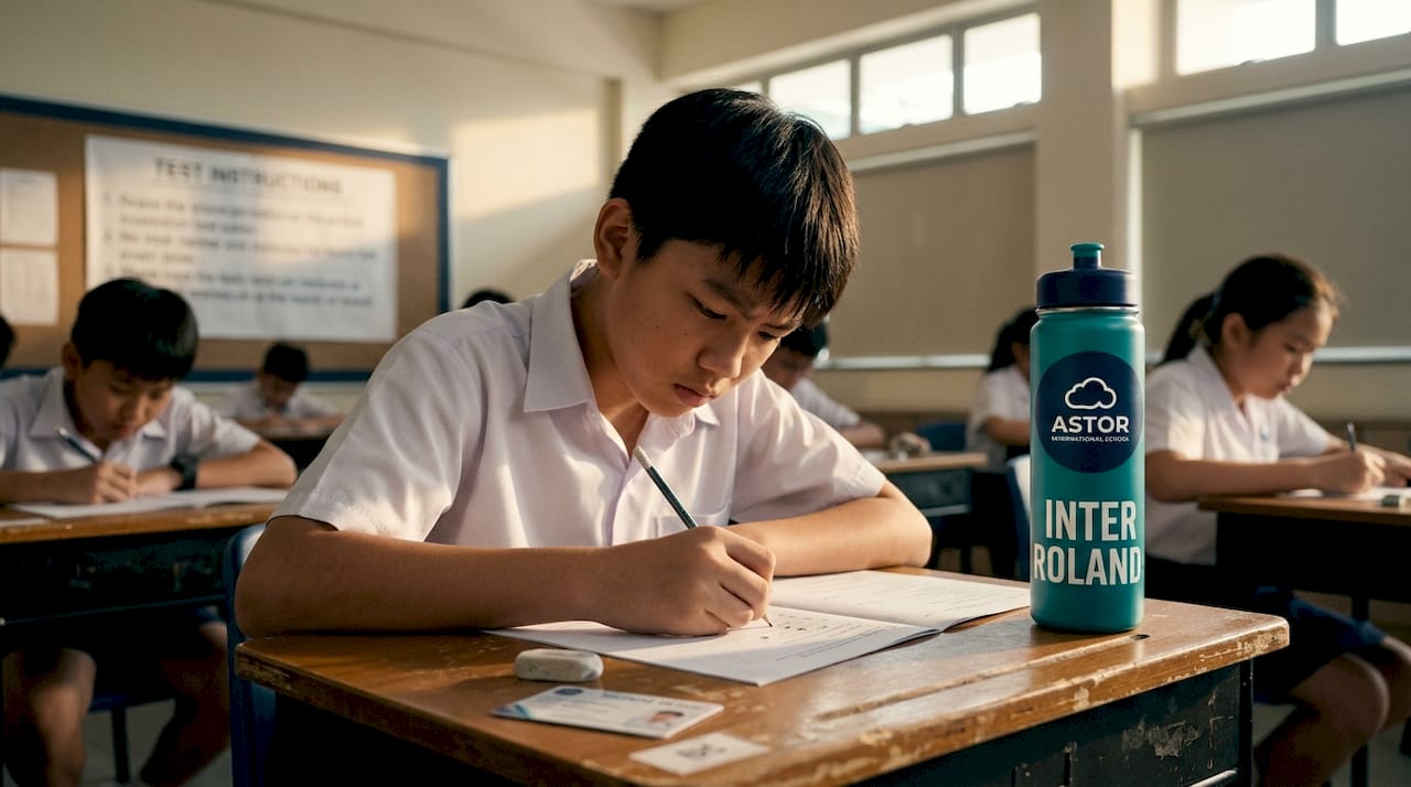 Student taking Singapore PSLE exam