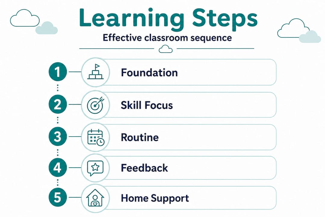 Infographic showing step-by-step classroom learning process