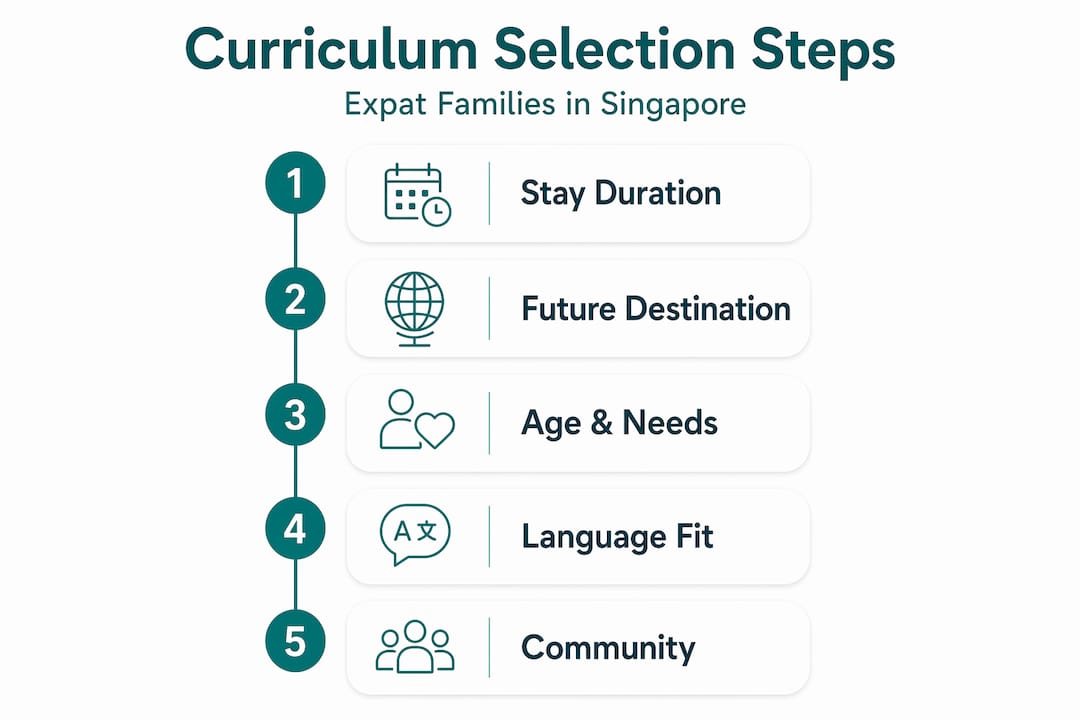 Infographic showing curriculum selection process steps