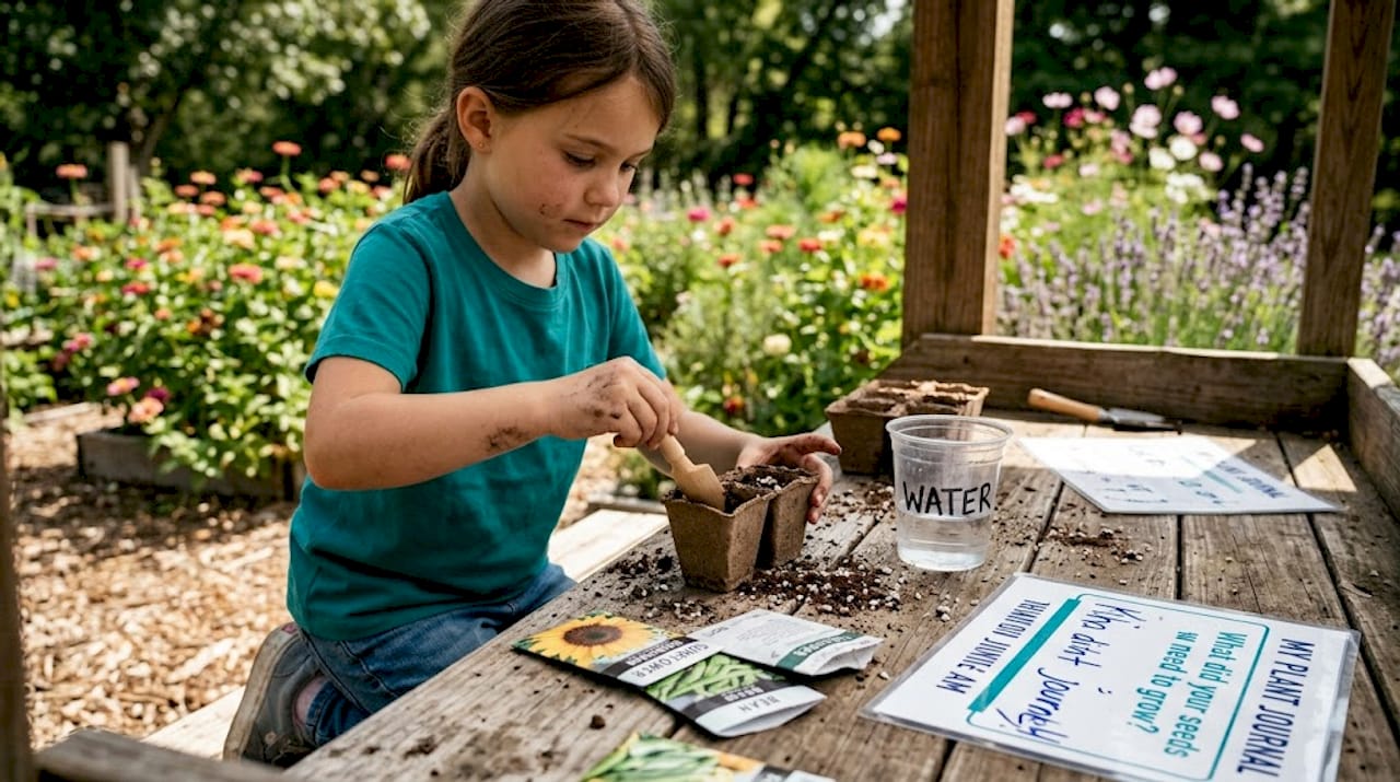 Child planting seeds for hands-on science activity