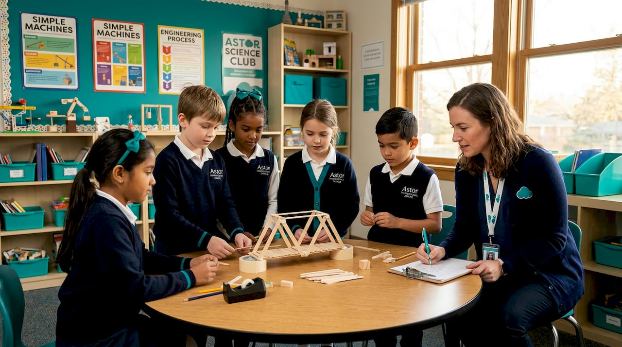 Children working on STEM project in classroom