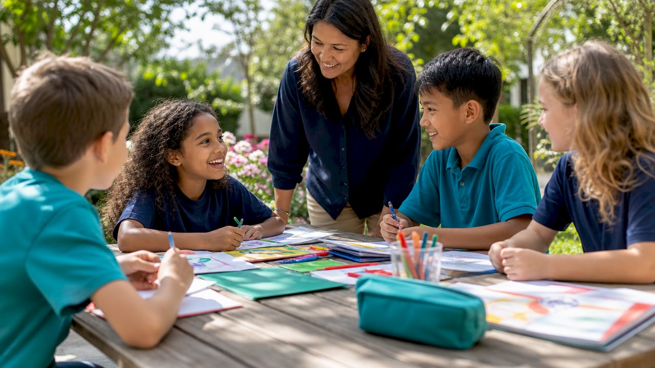 Children collaborating in award-winning school classroom