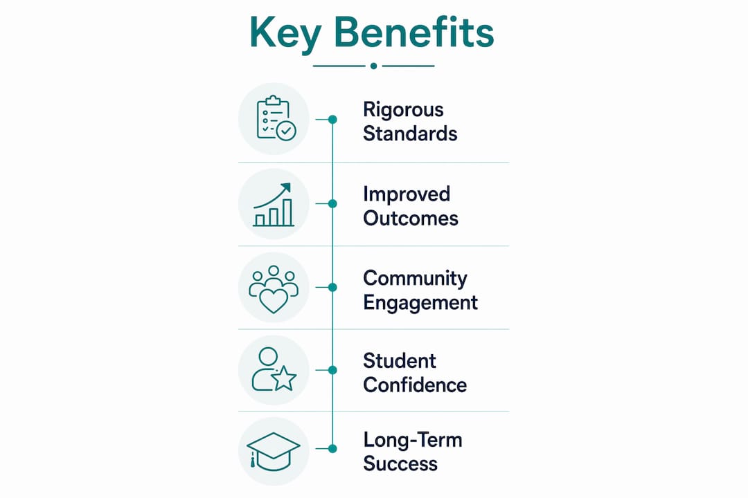 Infographic listing key benefits of award-winning schools