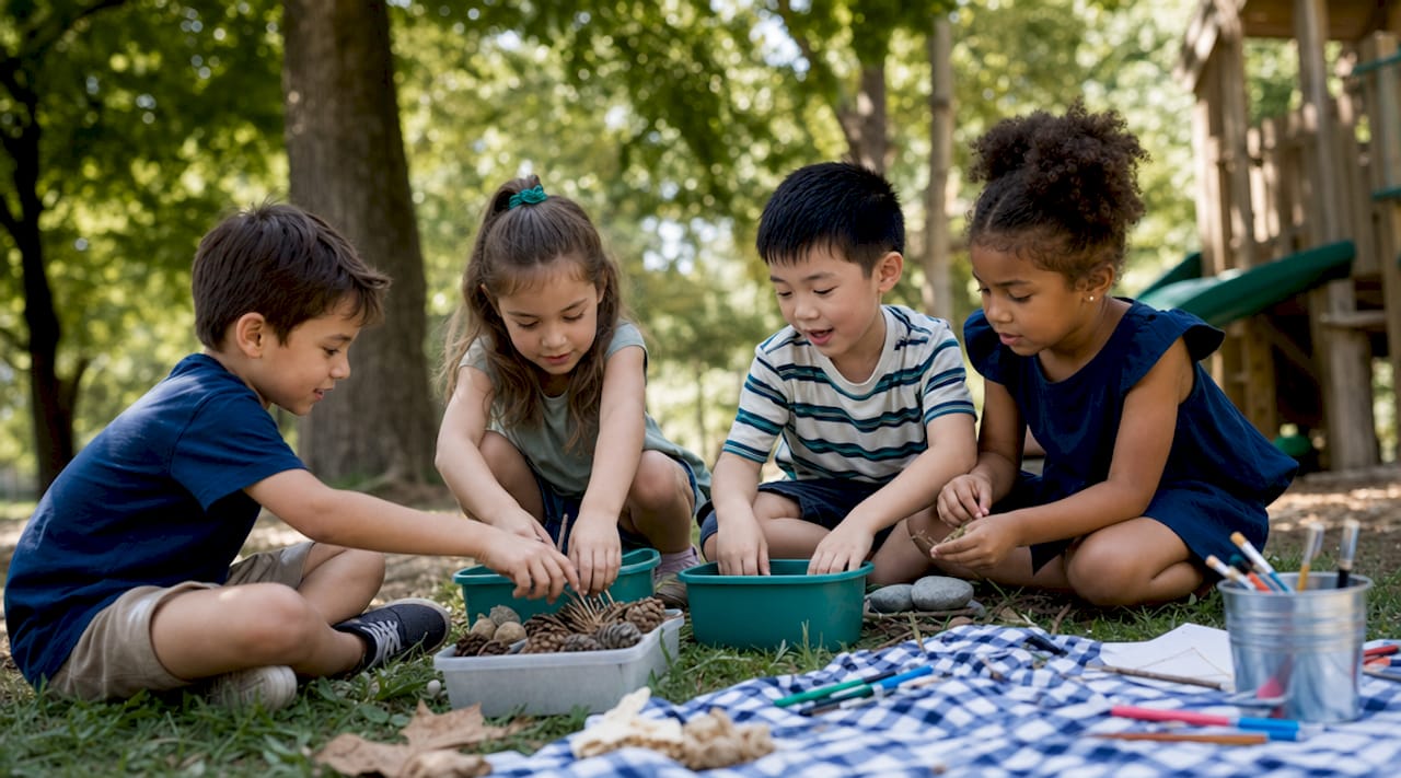 Children engaged in project-based learning activity