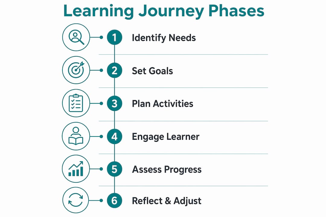 Infographic showing phases of a learning journey