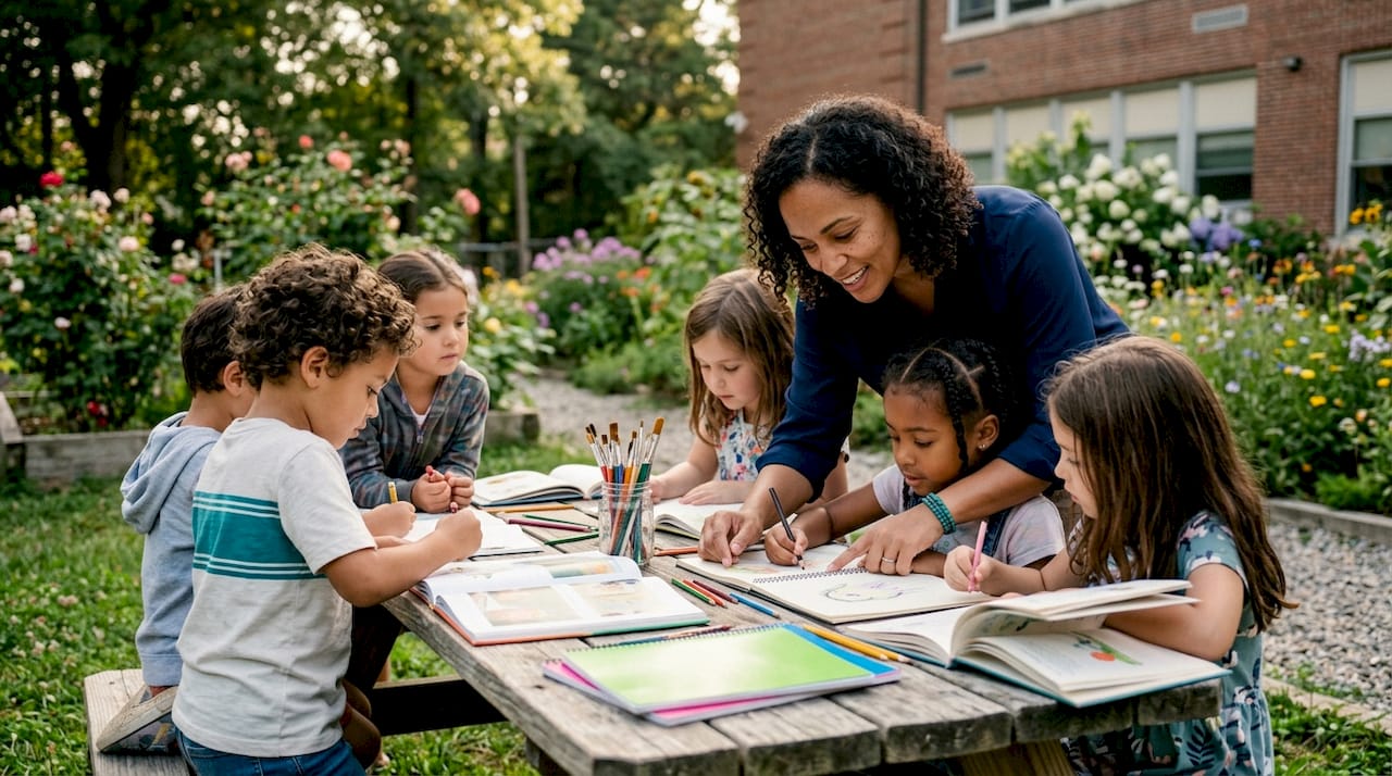 Children learning in affordable classroom