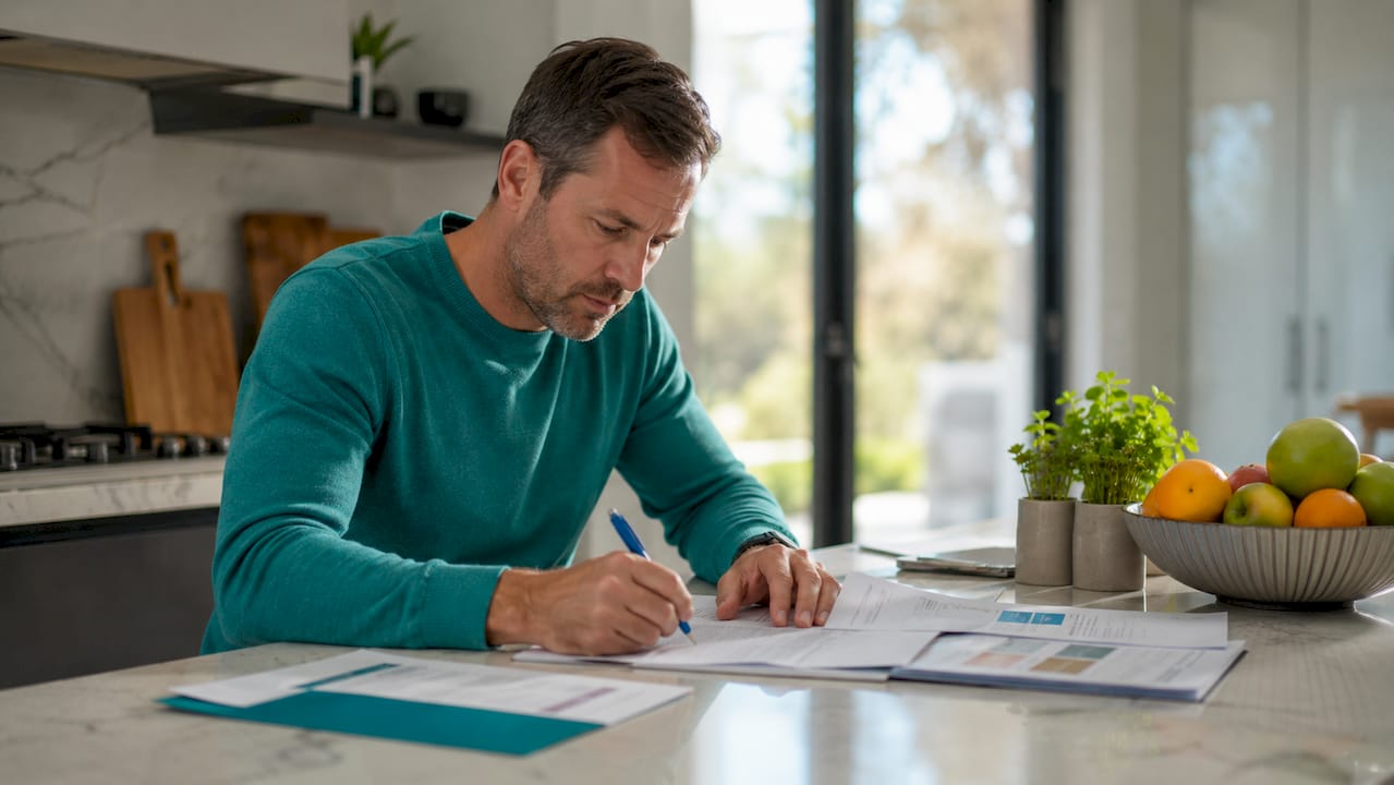 Father reviewing international school curriculums