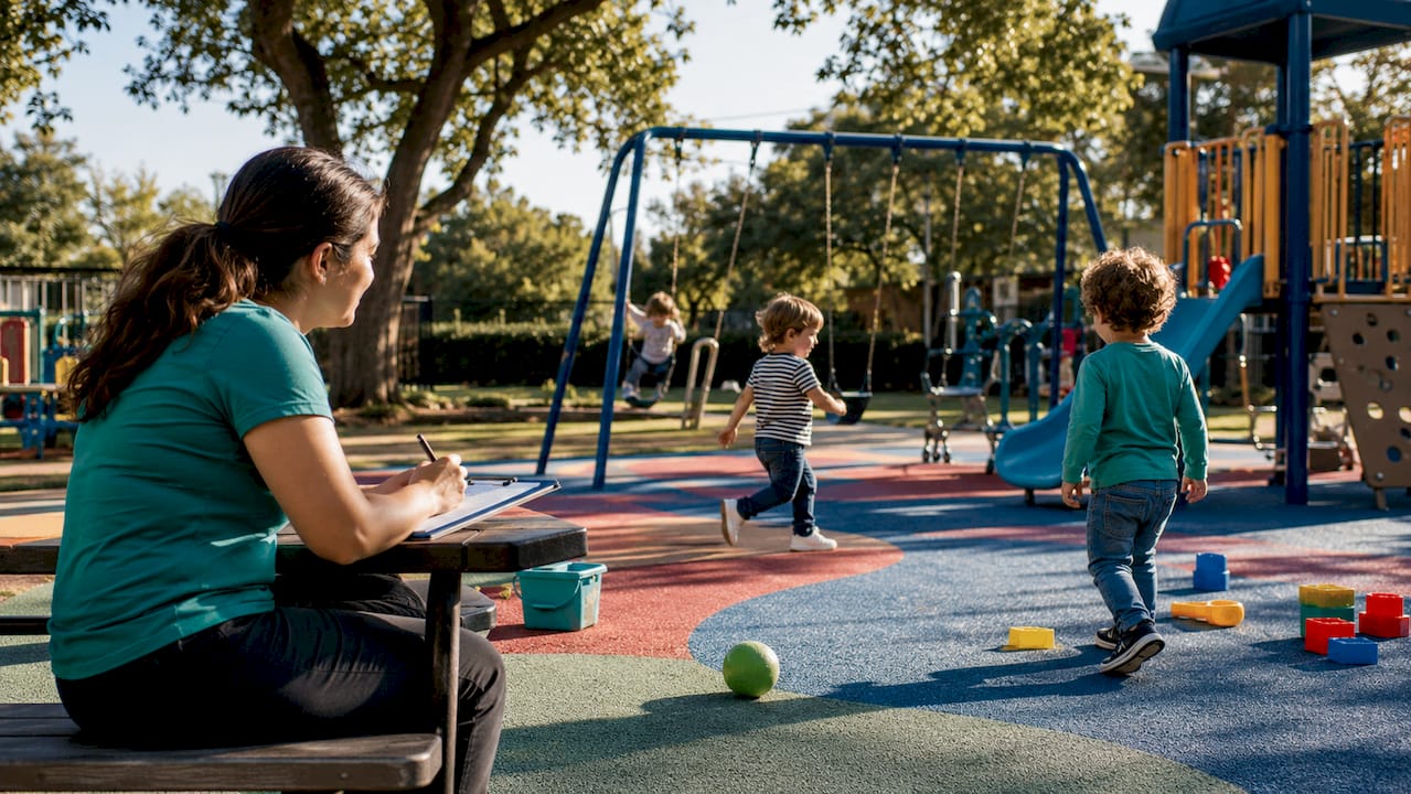Children playing actively on playground