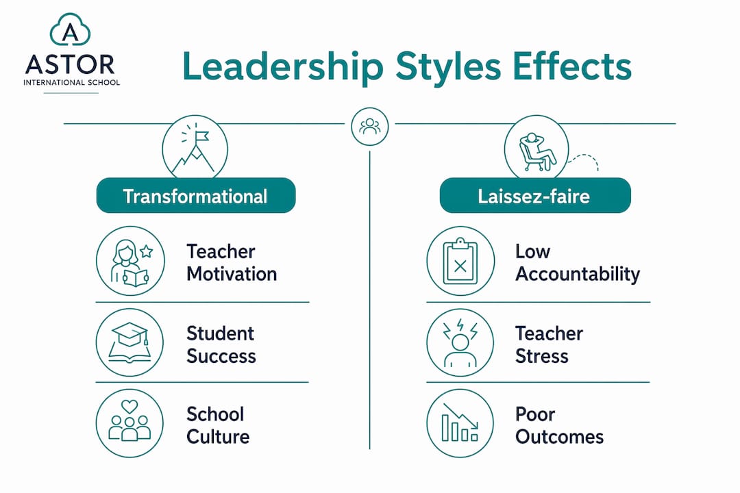 Infographic comparing leadership styles effects