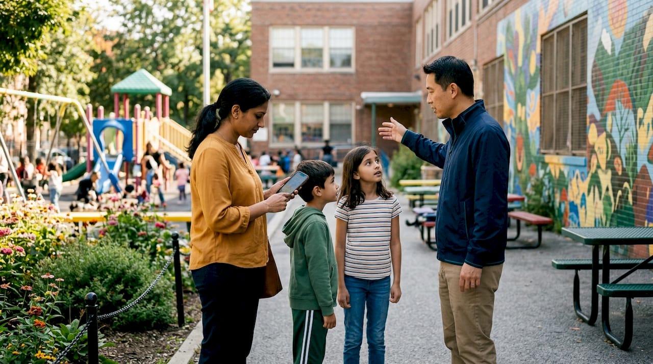 Family considering school location outside school