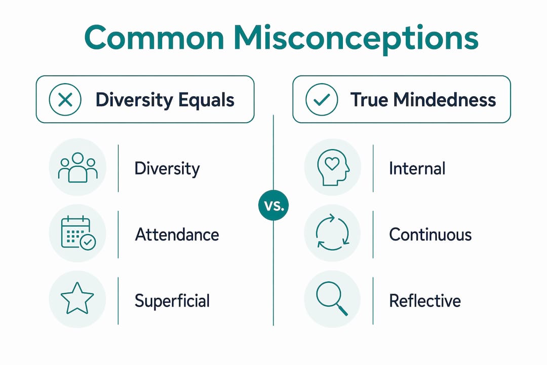 Infographic comparing misconceptions and truths about international mindedness