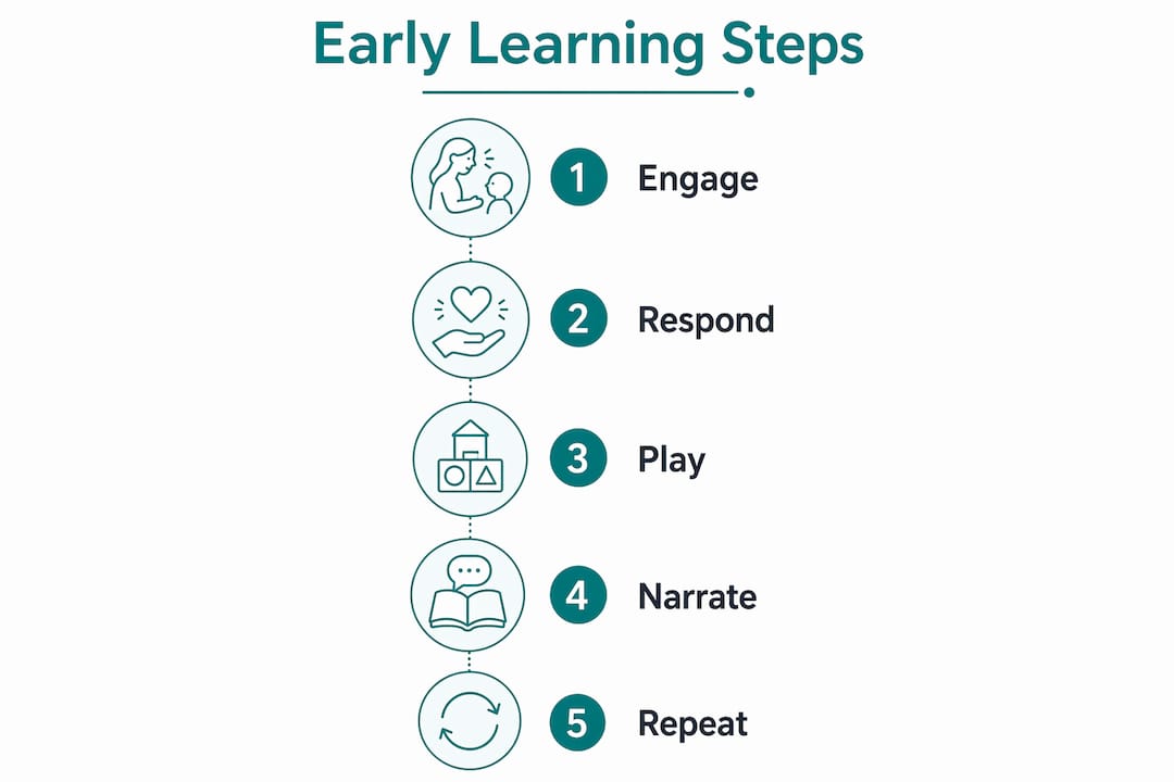 Infographic illustrating early learning steps