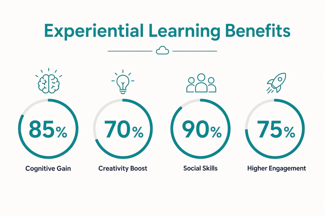 Infographic showing key benefits of experiential preschool learning