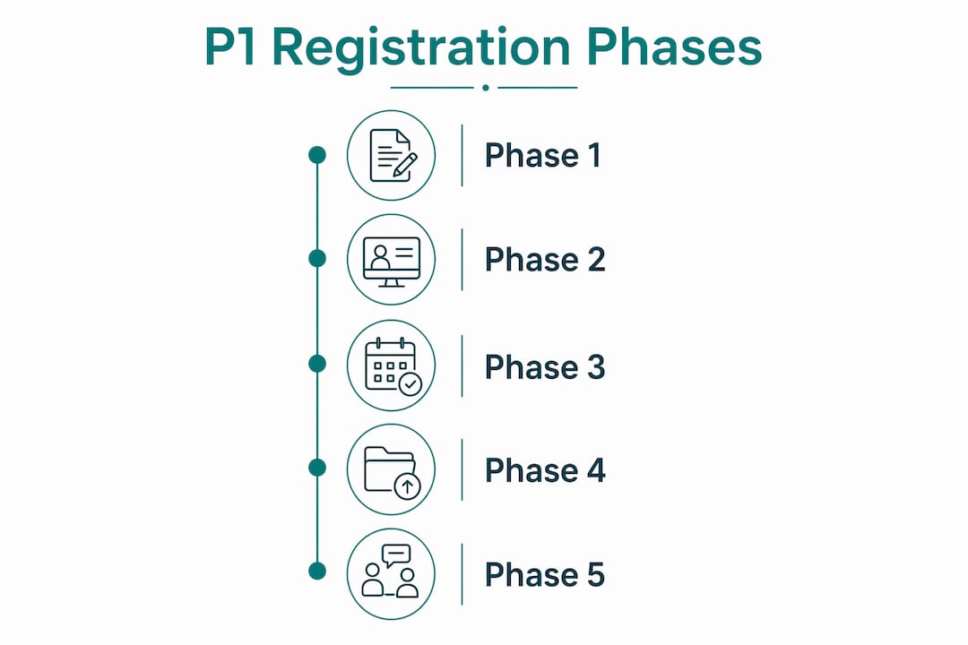 Infographic illustrating Primary 1 registration phases