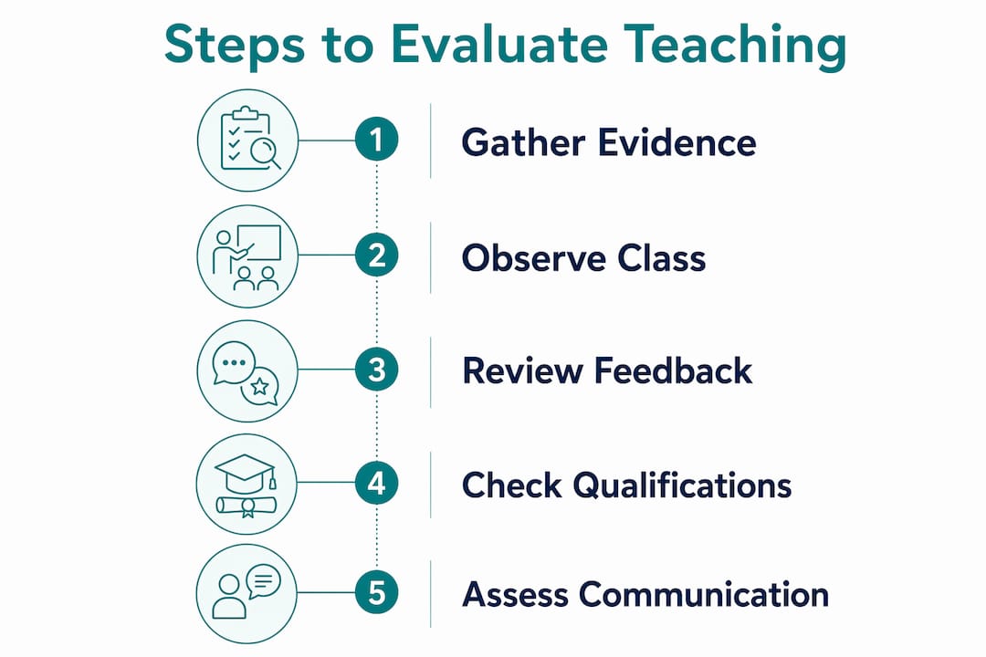 Infographic outlining key steps to evaluate teaching quality