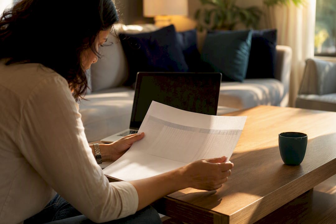 Parent pointing at fee table on tablet