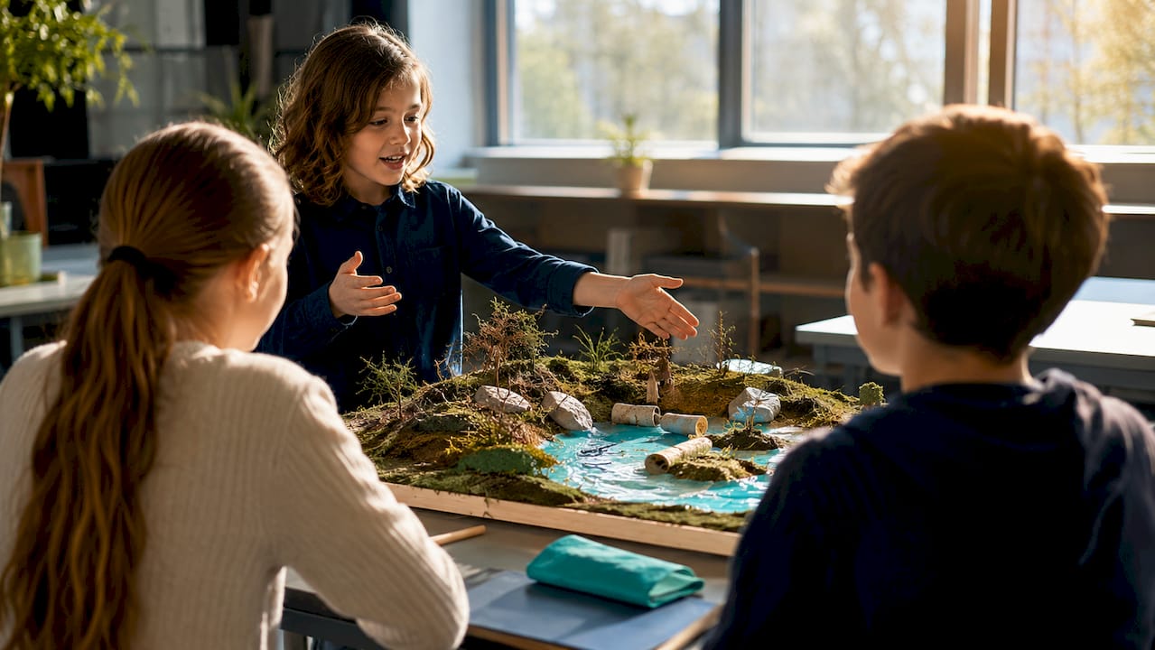 Student presenting an environmental project