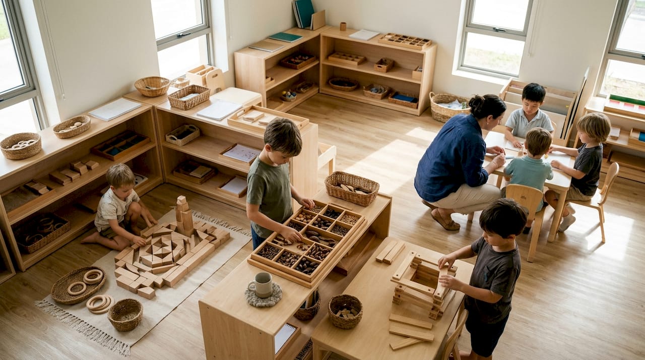 Children completing different classroom activities