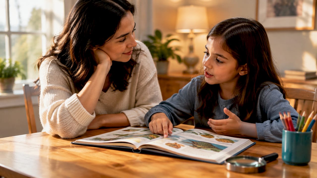Parent listening during home learning conversation