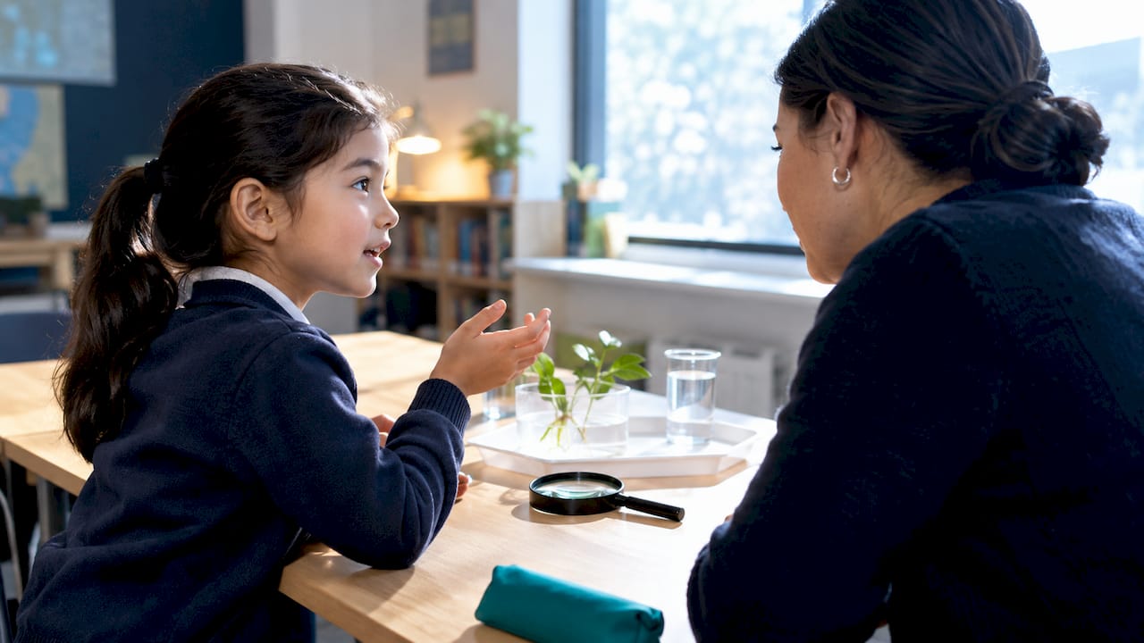 Child receiving curriculum-linked English support