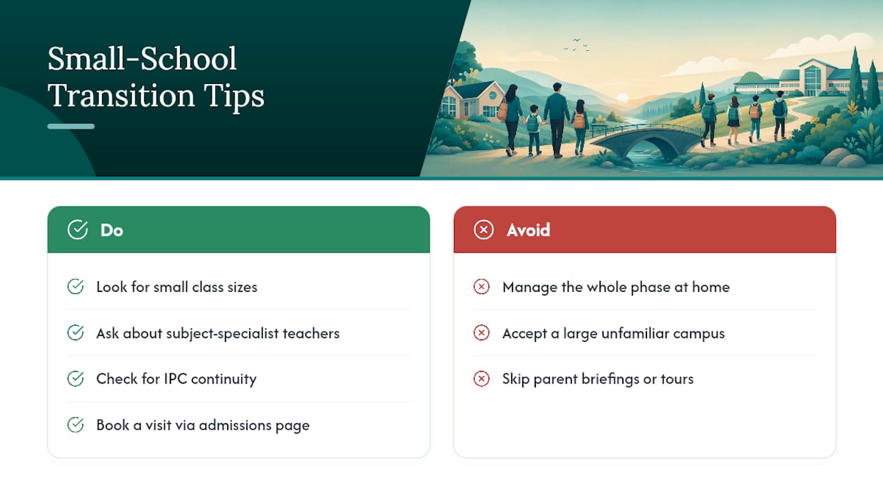 A Small-School Pathway for Families Weighing Transition Support — overview diagram