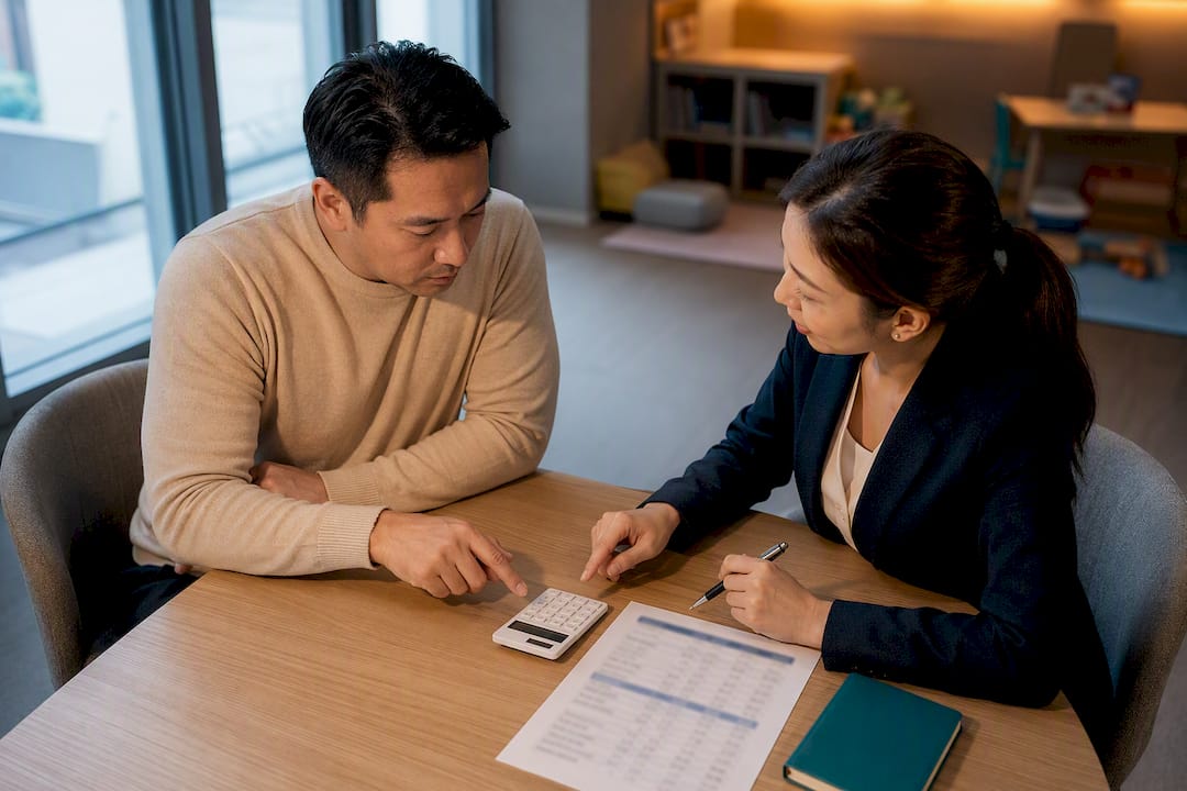 Parent reviewing international school fees