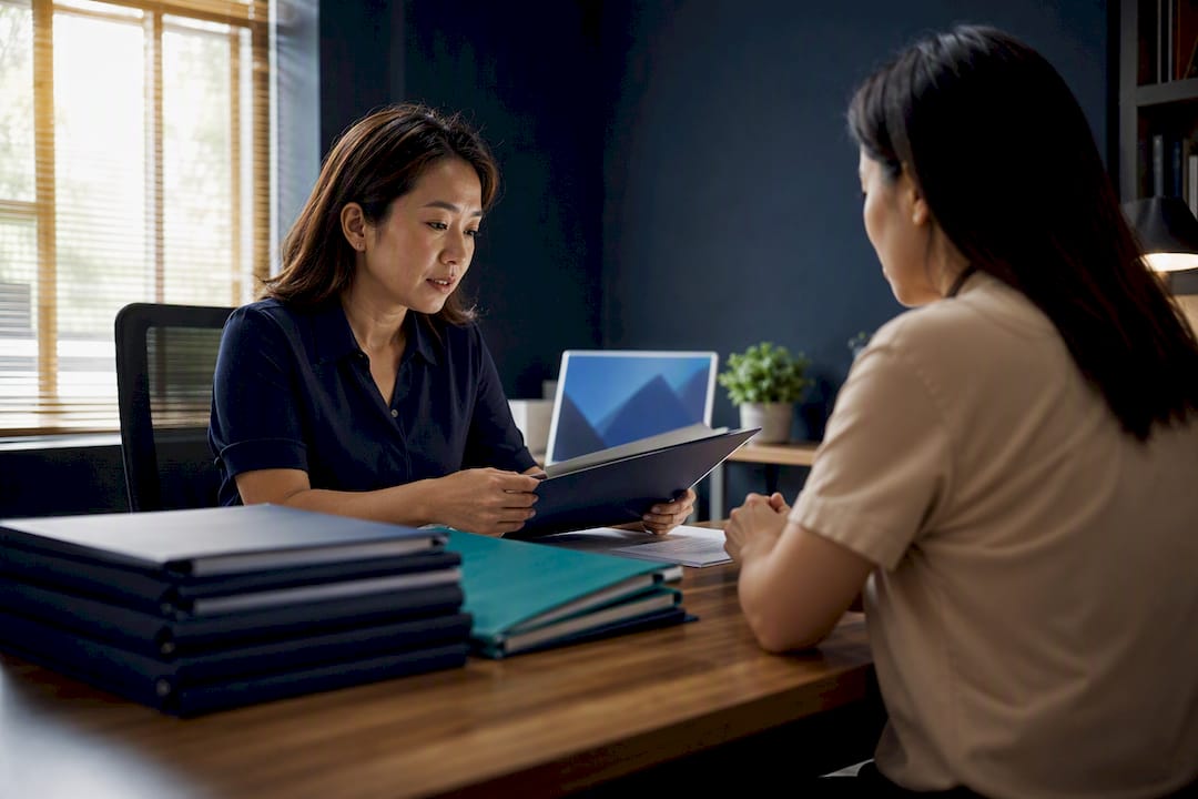 Parent meeting school admissions coordinator