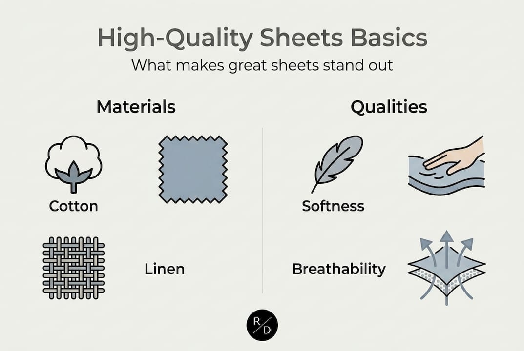 Infographic showing features of high-quality sheets