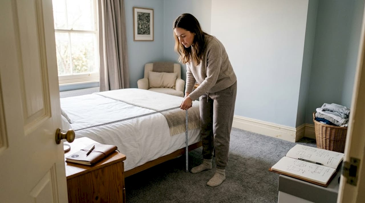 Schlafzimmer für Queen- oder King-Bett ausmessen