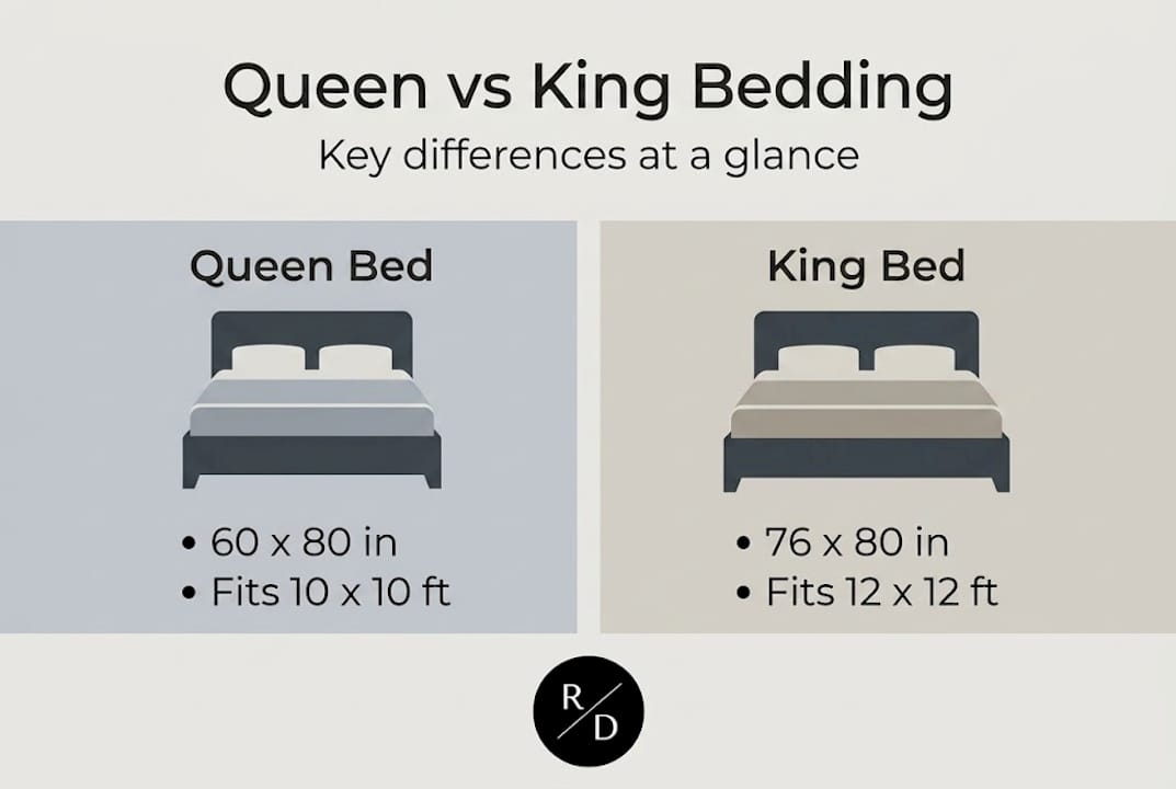 Infografik Zusammenfassung Queen- und King-Bettwäschegrößen