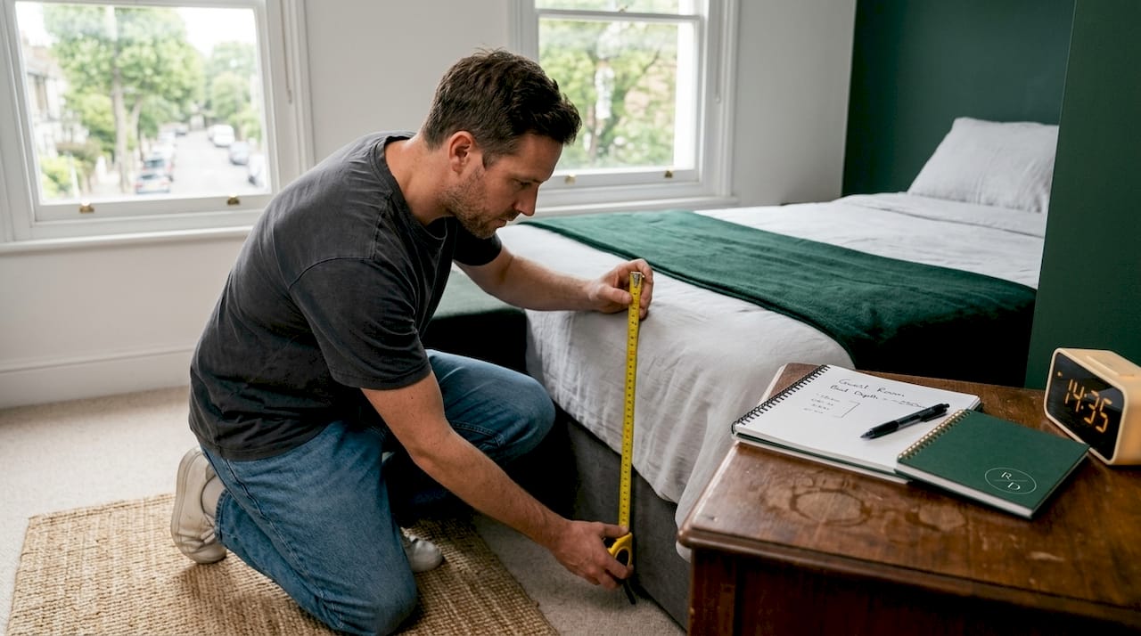 Checking mattress depth in guest room
