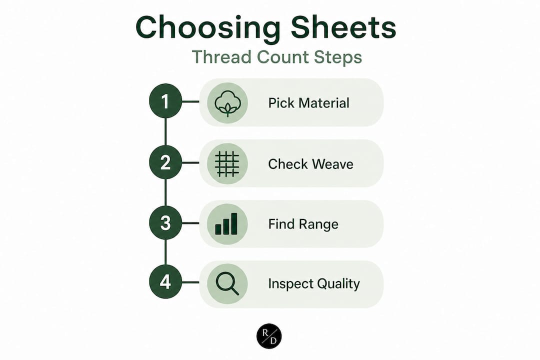 Infographic showing selecting bed sheets by thread count