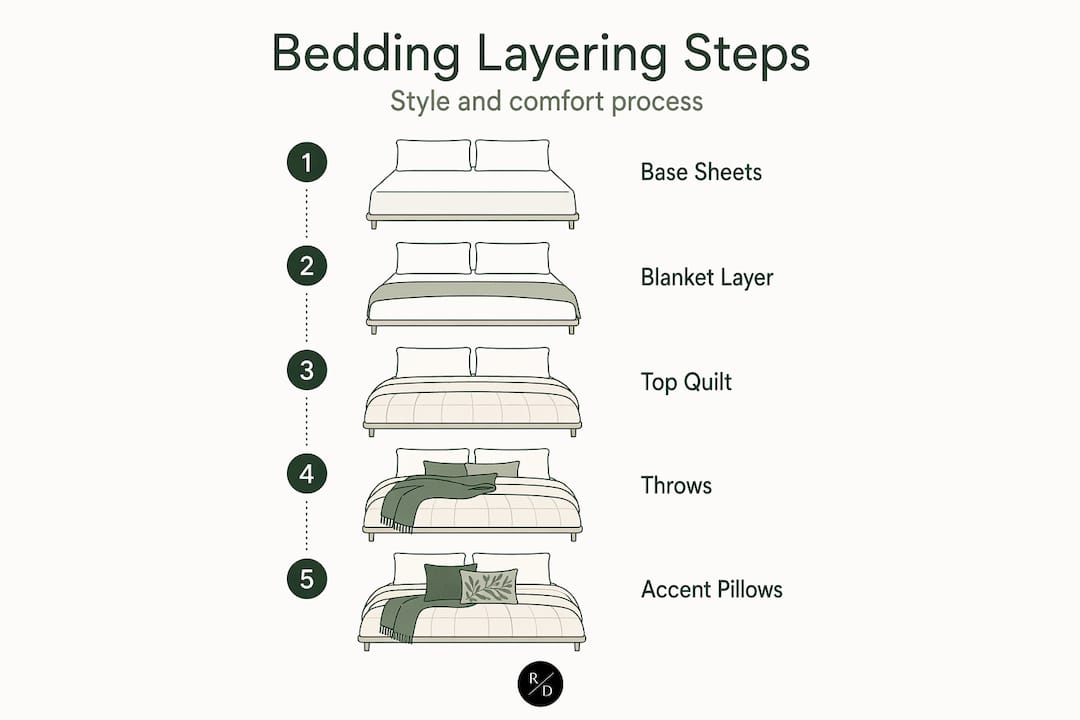 Infographic showing bedding layering steps