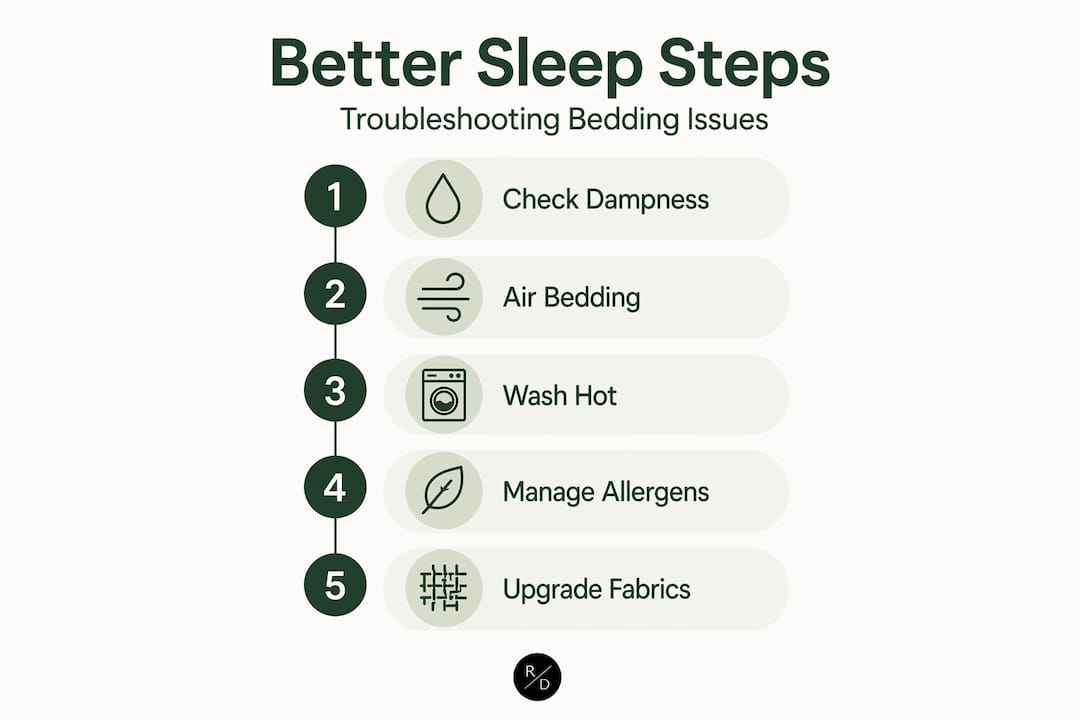 Infographic showing steps for bedding troubleshooting