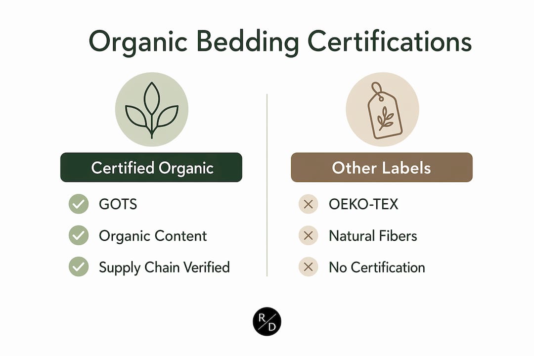 Infographic comparing organic bedding certifications