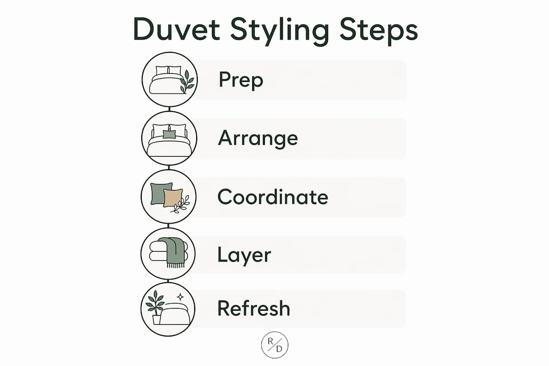 Step-by-step duvet styling infographic