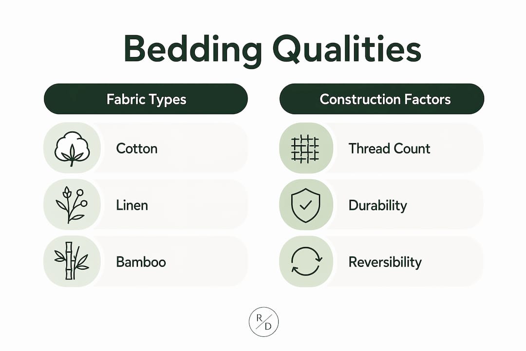 Infographic comparing fabric types and construction factors