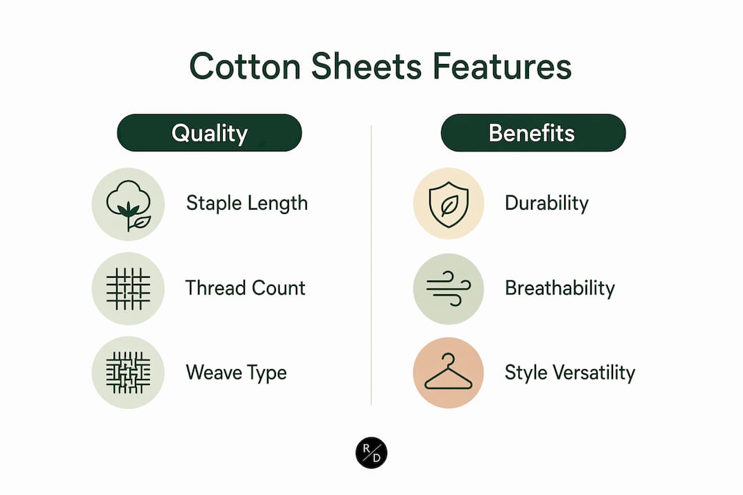 Infographic comparing quality and benefits of cotton sheets