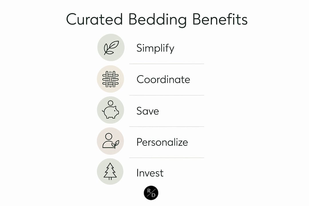 Infographic outlining benefits of curated bedding collections