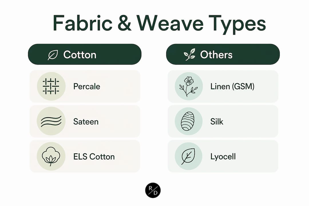 Infographic comparing bedding fabric and weave types