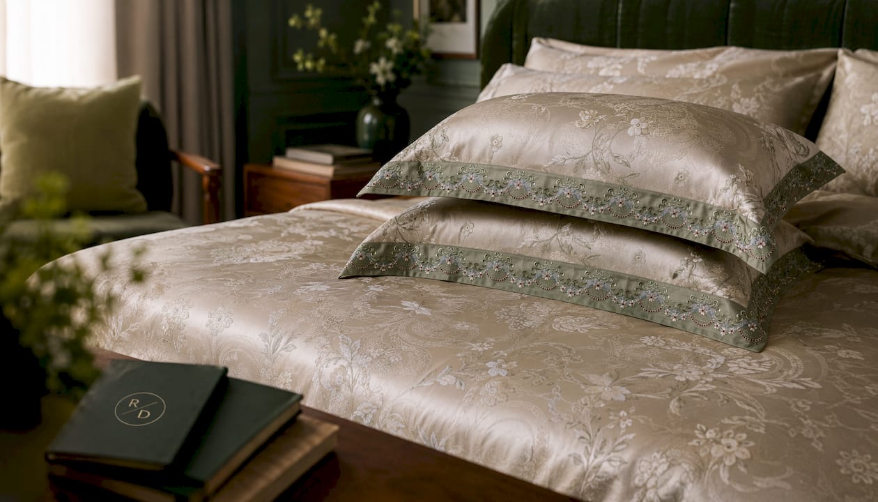 Rose Brocade Duvet Cover Set