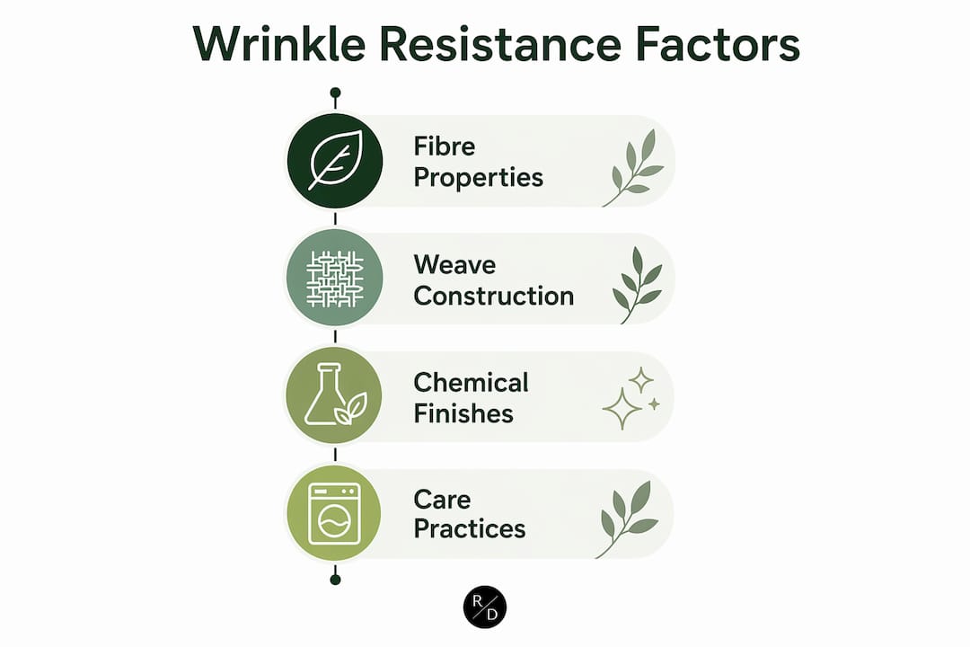 Infographic illustrating four main factors of wrinkle resistance