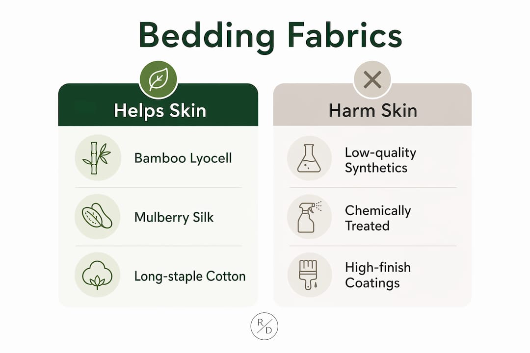 Infographic comparing bedding fabrics for sensitive skin