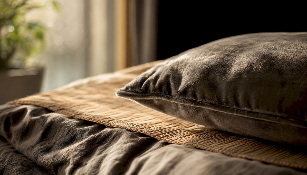 Close-up texture of luxury bedding fabrics