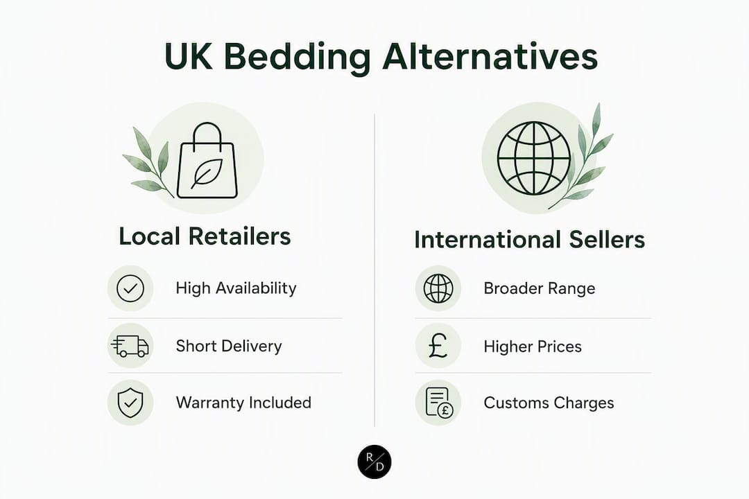 Infographic comparing UK vs international bedding sellers