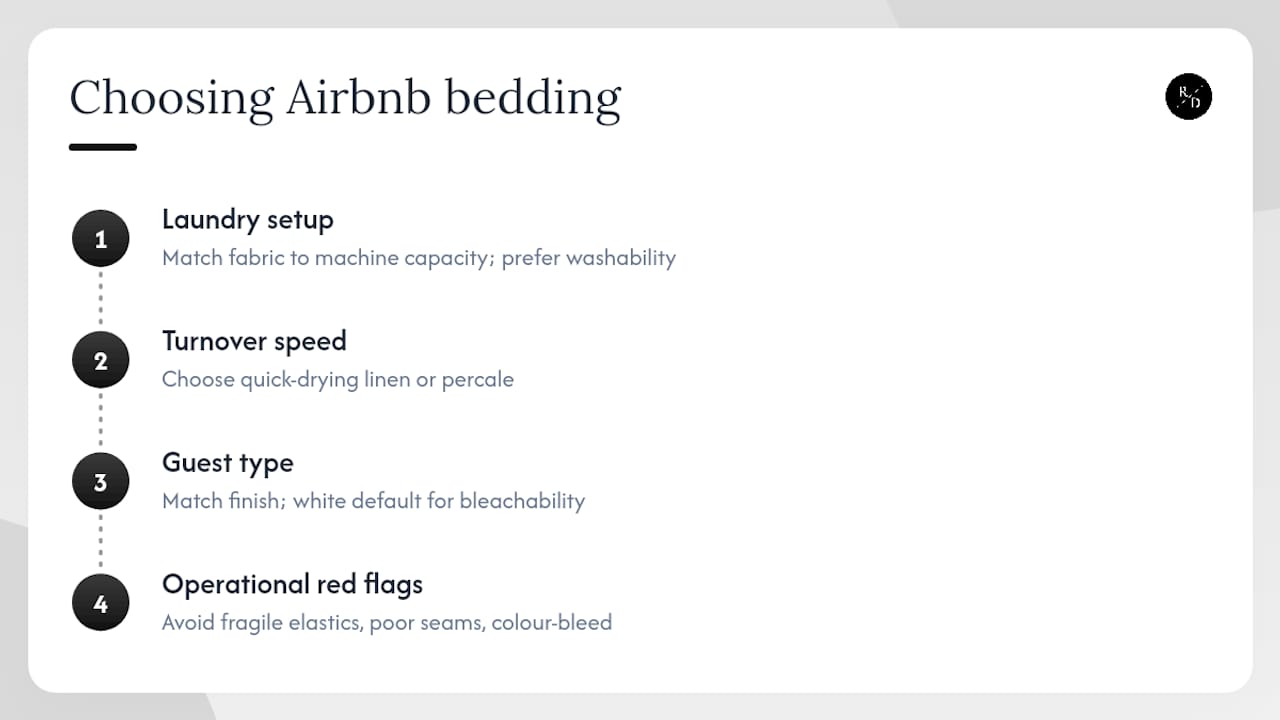 Diagram illustrating key Airbnb bedding selection criteria