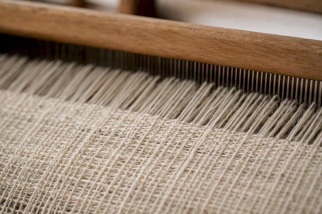 Close-up of cotton yarn and weave texture